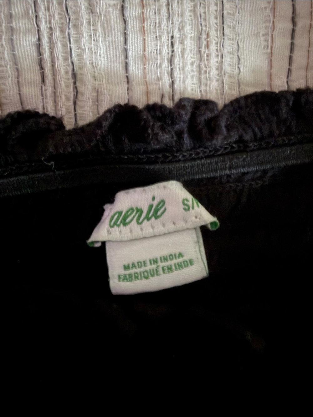 aerie Black Smocked Ruffle-Strap Crop Camisole size SMALL - Picture 4 of 4